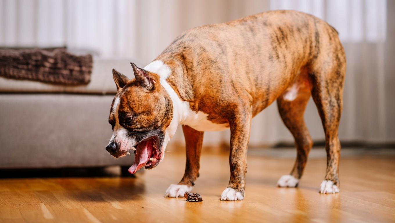 Dog with digestive discomfort