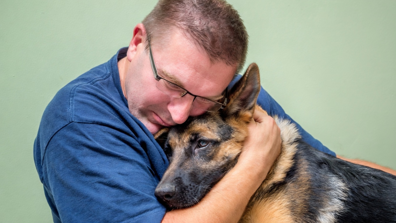 Sad dog owner worried about aging pet